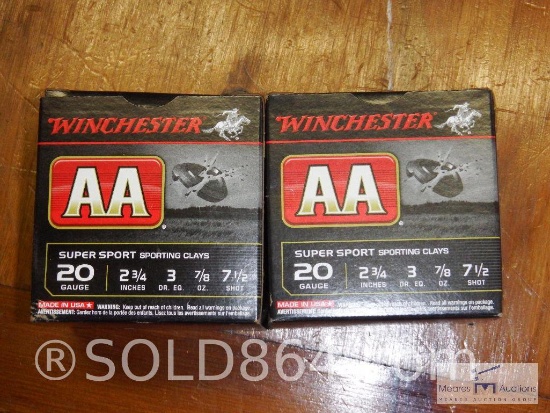 Two boxes - Winchester AA 20-gauge shotgun shells