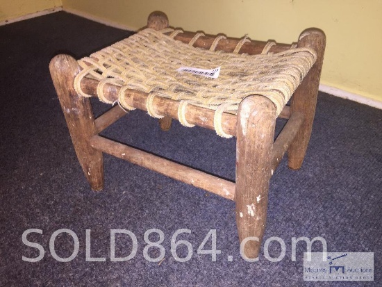 Wood and weave foot stool