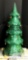 Green Christmas Tree with Lights and Wood Stand