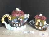 Ceramic Noah's Ark Teapot and Sugar/Creamer