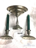 Pewter - Candle Holders and Sandy Dish