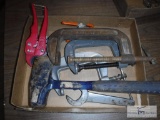 Mixed lot of hand tools and clamps