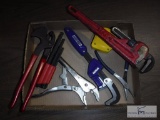 Mixed tool lot - Vise Grip - Irwin - pipe wrench - allen wrenches