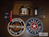 Group of 2 new - Harley-Davidson porcelain signs and tools
