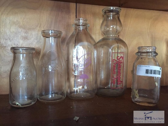 Lot of 5 milk bottles