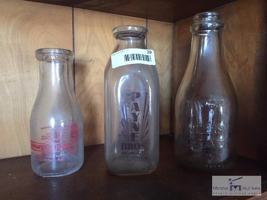 Lot of 3 milk bottles locally made (Anderson Greenville area)