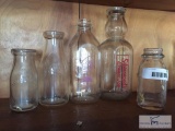 Lot of 5 milk bottles