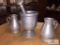 Group of 3 pieces of pewter including mortar and pestle