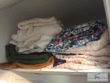 Large lot of blankets & contents of closet