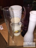 Large lot of 12 glass vases