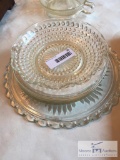 Lot of glassware platter, dish, and plates