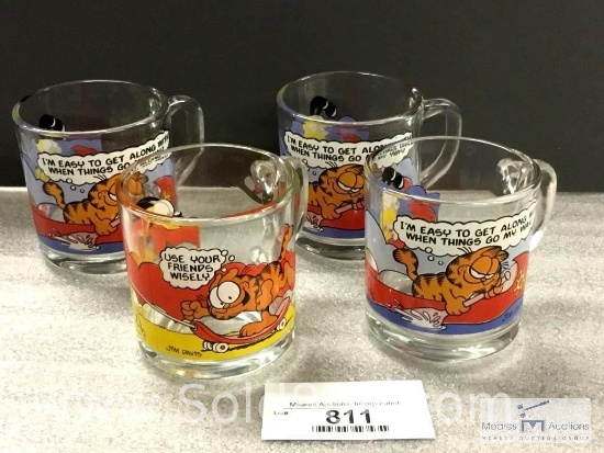 4 GARFIELD GLASS MUGS