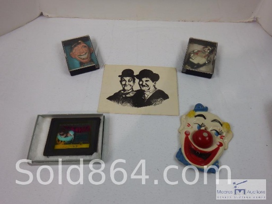 Laurel & Hardy, Bottle openers Clown light switch, "The Savage" film cell