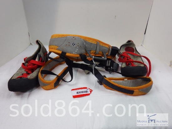 Climbing harness and climbing shoes
