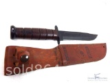 KA-BAR knife with USMC stamped leather sheath