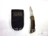 Gerber - wood and brass folding knife with case
