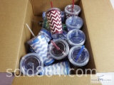 Assorted plastic cups and lids