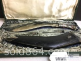 KUKRI KNIFE AND BLACK SHEATH WITH CUSTOM CASE AND SMALL KNIVES