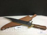 EXTRA LARGE BOWIE STYLE KNIFE WITH LEATHER SHEATH -IMPORTED