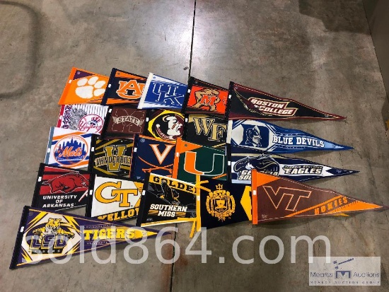 Large box of mixed college Pennants