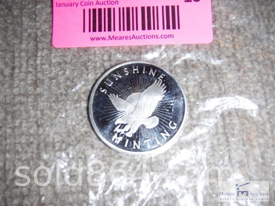 1 troy ounce .999 fine silver - Sunshine Minting silver round