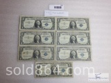 Group of 7 - US $1.00 silver certificates