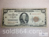 National Currency $100 note - Federal Reserve Bank of Cleveland Ohio