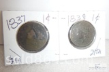 1837 and 1838 large cents