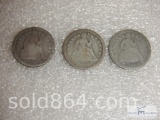 Group of 3 - Seated Liberty dimes - 1850, 1854, 1857