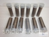 Group of 12 rolls of mixed Lincoln wheat cents