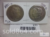 1880-O and 1889-O Morgan silver dollars