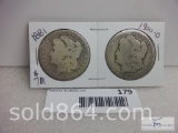 1881-P and 1900-O Morgan silver dollars