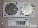 1897-P and 1890-O Morgan silver dollars