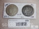 1890-O and 1891-P Morgan silver dollars