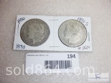 1890-P and 1891-S Morgan silver dollars