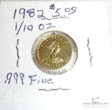 1982 Canadian Maple Leaf gold 1/10 ounce bullion coin