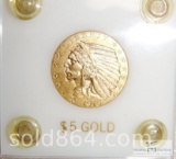 1915 Indian Head $5.00 gold coin