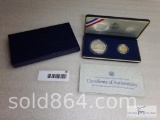 US Mint - 1987 Constitution proof dollar and $5.00 gold coin