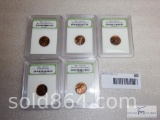 INB Graded - five coin Lincoln cent set