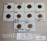 Group of 10 mixed Lincoln wheat cents