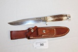 Randall Model 5-7 Knife w/Stag Handle & Nickel Silver Crow's Beak.