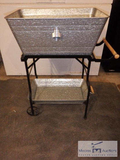 ROLLING CART W/GALVANIZED BUCKETS