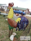 YARD ART, LARGE METAL ROOSTER - HAND CRAFTED