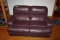 Love Seat w/Double Recliner in Espresso or Dark Maroon.