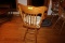 Oak Press Back Swivel Bar Stool w/Arms.