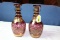 2 Cranberry Vases with Gold Decorations.