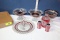 1 Lot of Cranberry Bowls, Server, Bisciut Jar, Salt & Pepper.