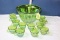 Green Carnival Punch Bowl w/12 Cups in Grape Pattern.