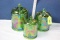 3 Green Carnival Decanters in Grape Pattern.