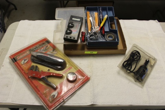 Box Lot: Electrical Fixit Kit, Coleman Cordless Soldering Gun.
